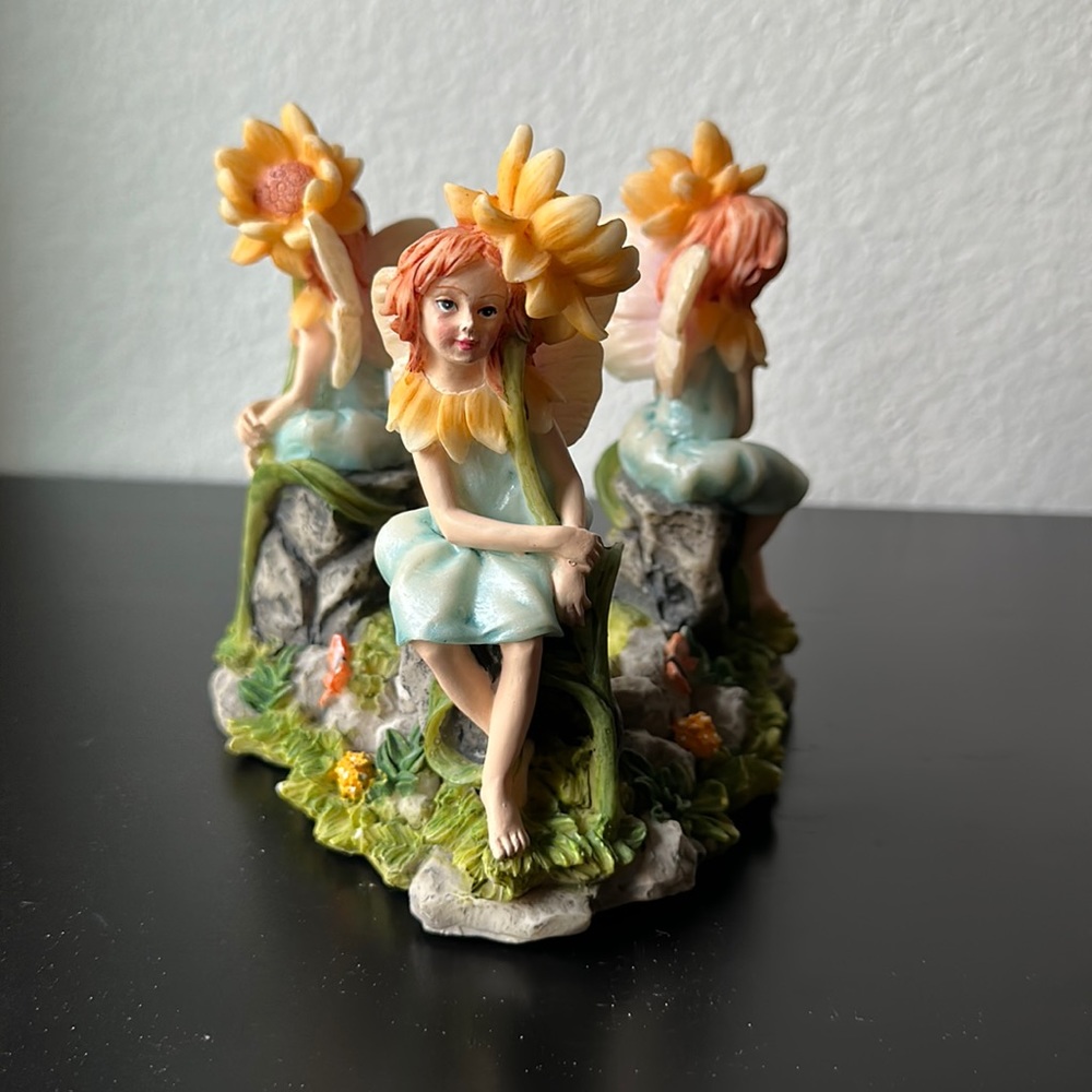 Artico Tree Fairy Figurines and sunflowers